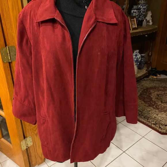 Faux suede jacket in wine color size 20W - Picture 8 of 8